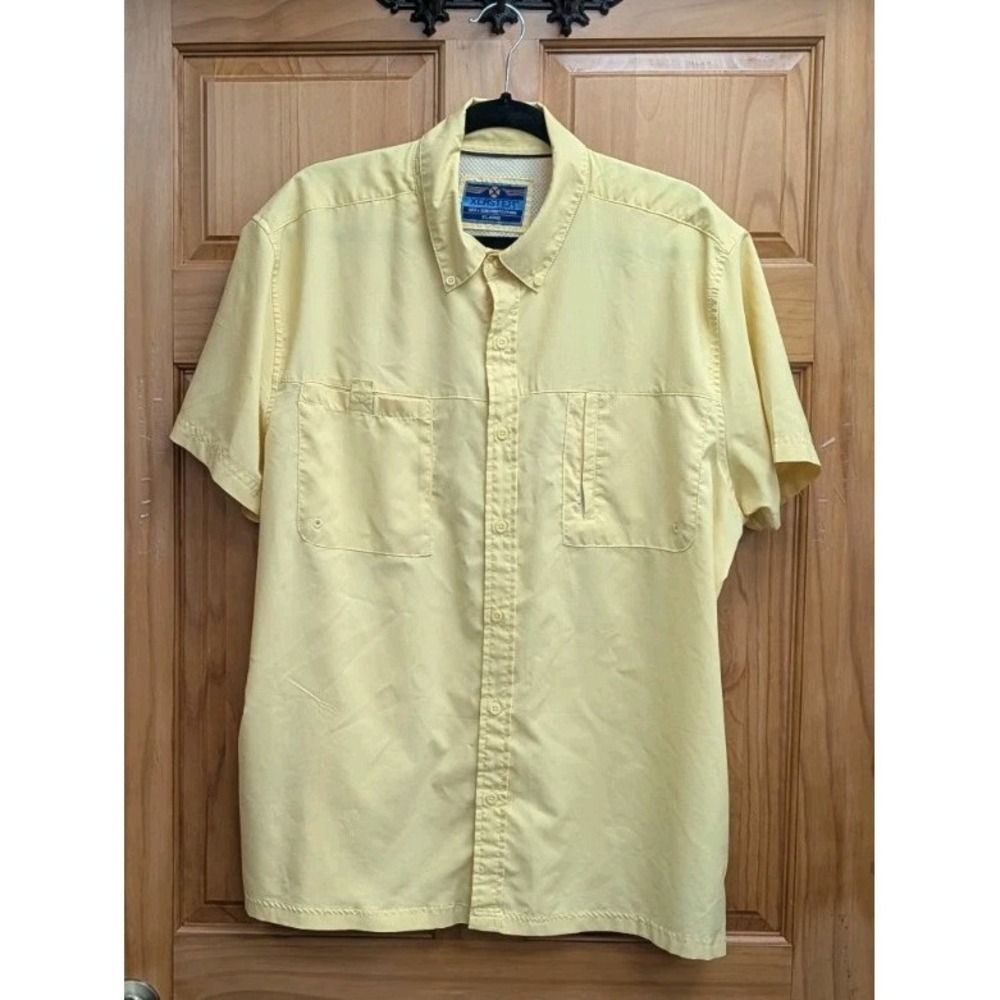 XCaster By Tallwoods Size XL UPF + Sun Protection Fishing Shirt Yellow